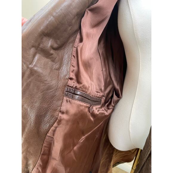 Vintage Womens Jacket Sz S Lambskin Leather Oversized Hipster Grunge Car Coat - Picture 6 of 12